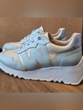 Wonders Kyoto Women's Platform Sneakers Blue Leather Lightweight E6741 Size EU37